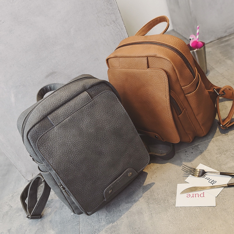 新款女包撞色韓版雙肩包女學院風大容量休閑學生書包旅行背包