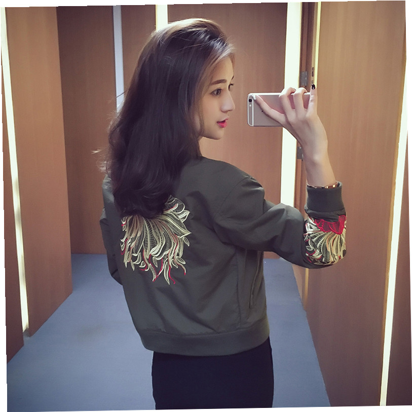 2017新款韓版寬松短款bf上衣刺繡棒球服夾克衫秋裝學生外套女潮