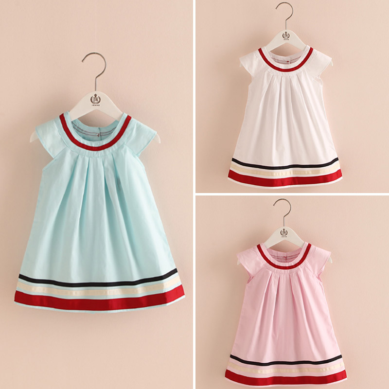 寶寶短袖連衣裙 夏裝韓版新款女童童裝 兒童拼色裙子qz-2799