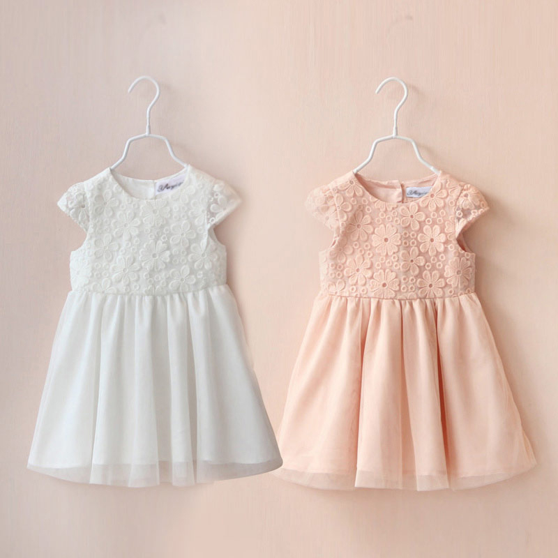 兒童短袖連衣裙女 夏裝韓版新款女童童裝蕾絲飛袖裙子qz-2631